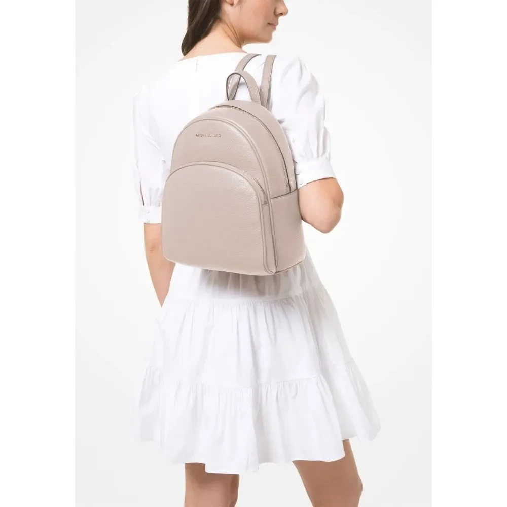 New! MICHAEL KORS Abbey Medium Pebbled Leather Backpack Soft Pink